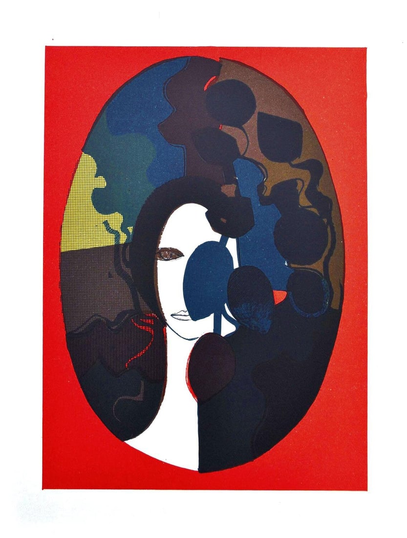 1979 Andre Minaux Original Lithograph Behind leaves: Title: 1979 Andre Minaux Original Lithograph Behind leaves Artist: Andre Minaux Description: Artist: Andre Minaux (1923 - 1986)Country: FranceTitle: Behind LeavesMedium: Original LithographMarks: Not