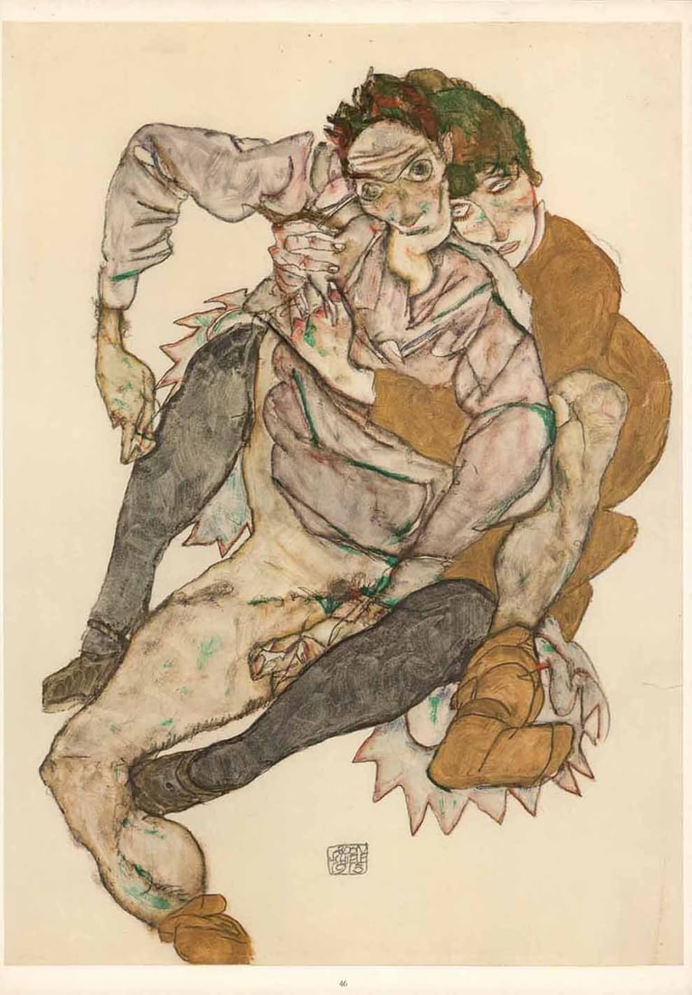 Egon Schiele Lithograph 46 Couple 1968 (1 of 1)