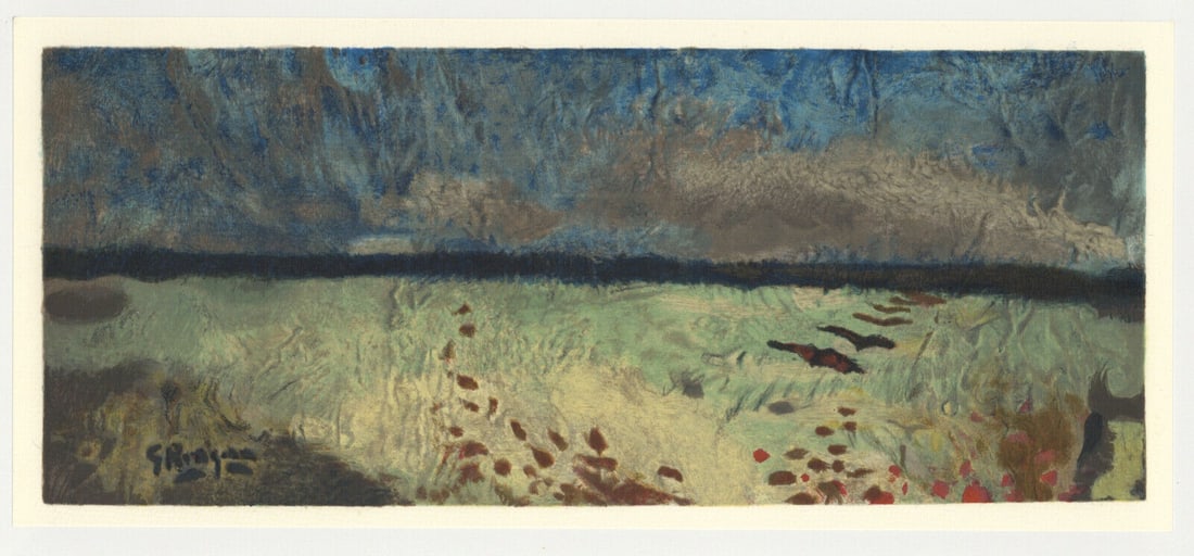 Braque Lithograph Paysage aux Coquelicots 1953 Varengeville: Title: Braque Lithograph Paysage aux Coquelicots 1953 Varengeville Artist: Braque Description: Artist: Georges BraqueCounty: FranceTitle:Paysage aux CoquelicotsMedium: LithographMarks: Signed in