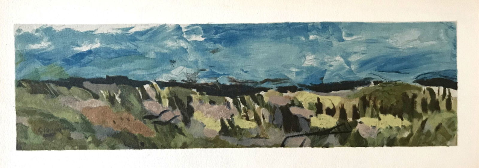 Braque Lithograph Paysage 1959 Varengeville: Title: Braque Lithograph Paysage 1959 Varengeville Artist: Braque Description: Artist: Georges BraqueCounty: FranceTitle: PaysageMedium: LithographMarks: Signed in plate, not numberedSize: 5 3/4 x 13