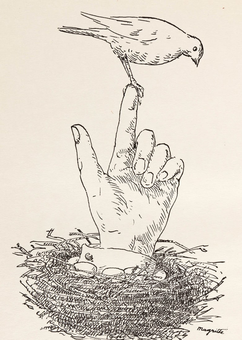 1948 Rene' Magritte Lithograph 1, Mesens Poemes Ltd Edition: Title: 1948 Rene' Magritte Lithograph 1, Mesens Poemes Ltd Edition Artist: Magritte Description: Title: E.L.T. Mesens Poemes - 1Artist: Rene' MagritteCountry: BelgiumMedium: LithographMarks: Signed