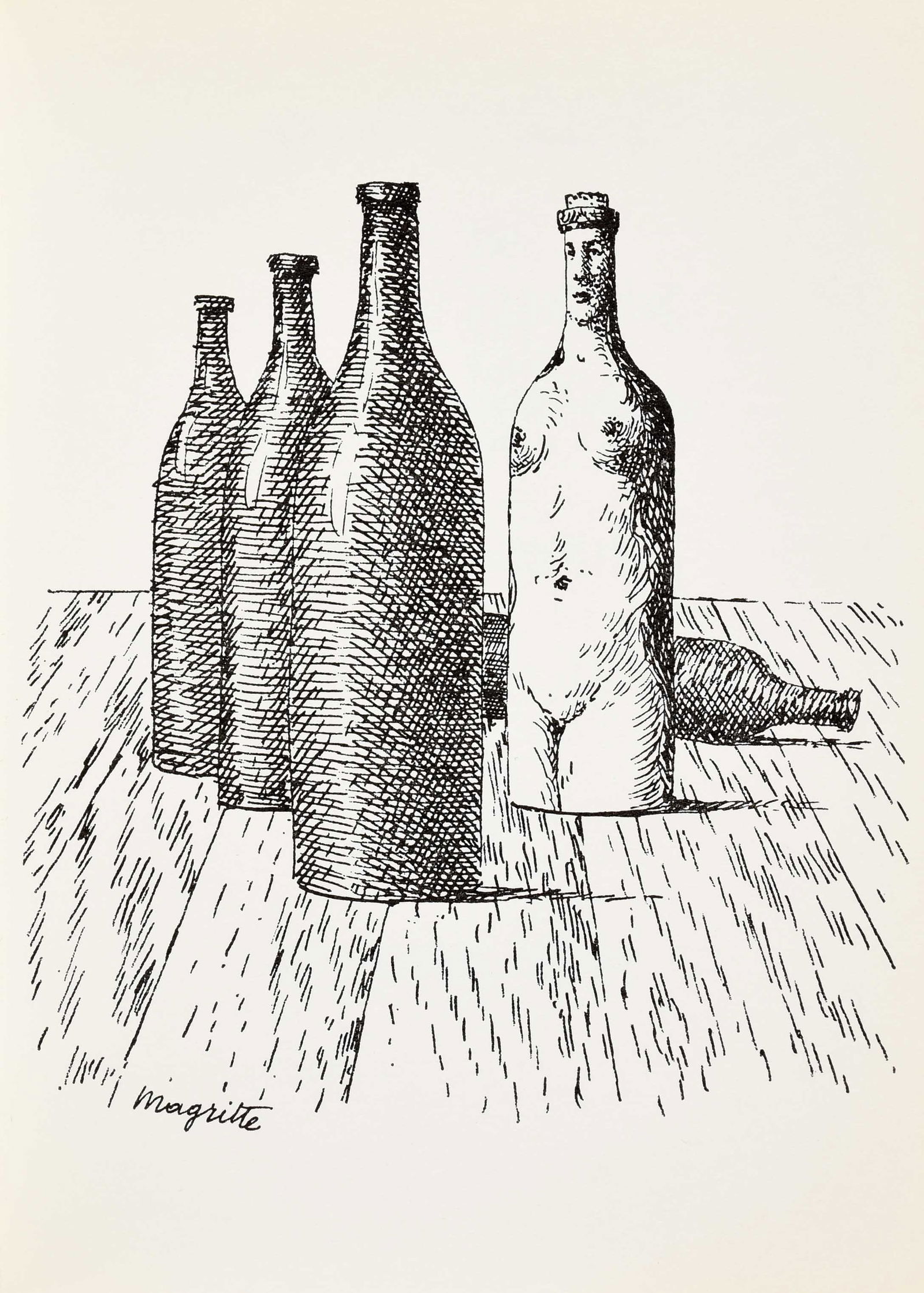 1966 Rene Magritte Signed Lithograph 2 Bottles Aube a l'Antipode: Title: 1966 Rene Magritte Signed Lithograph 2 Bottles Aube a l'Antipode Artist: Magritte Description: Title: BottlesArtist: Rene MagritteCountry: BelgiumMedium: LithographMarks: Signed in plateSize: