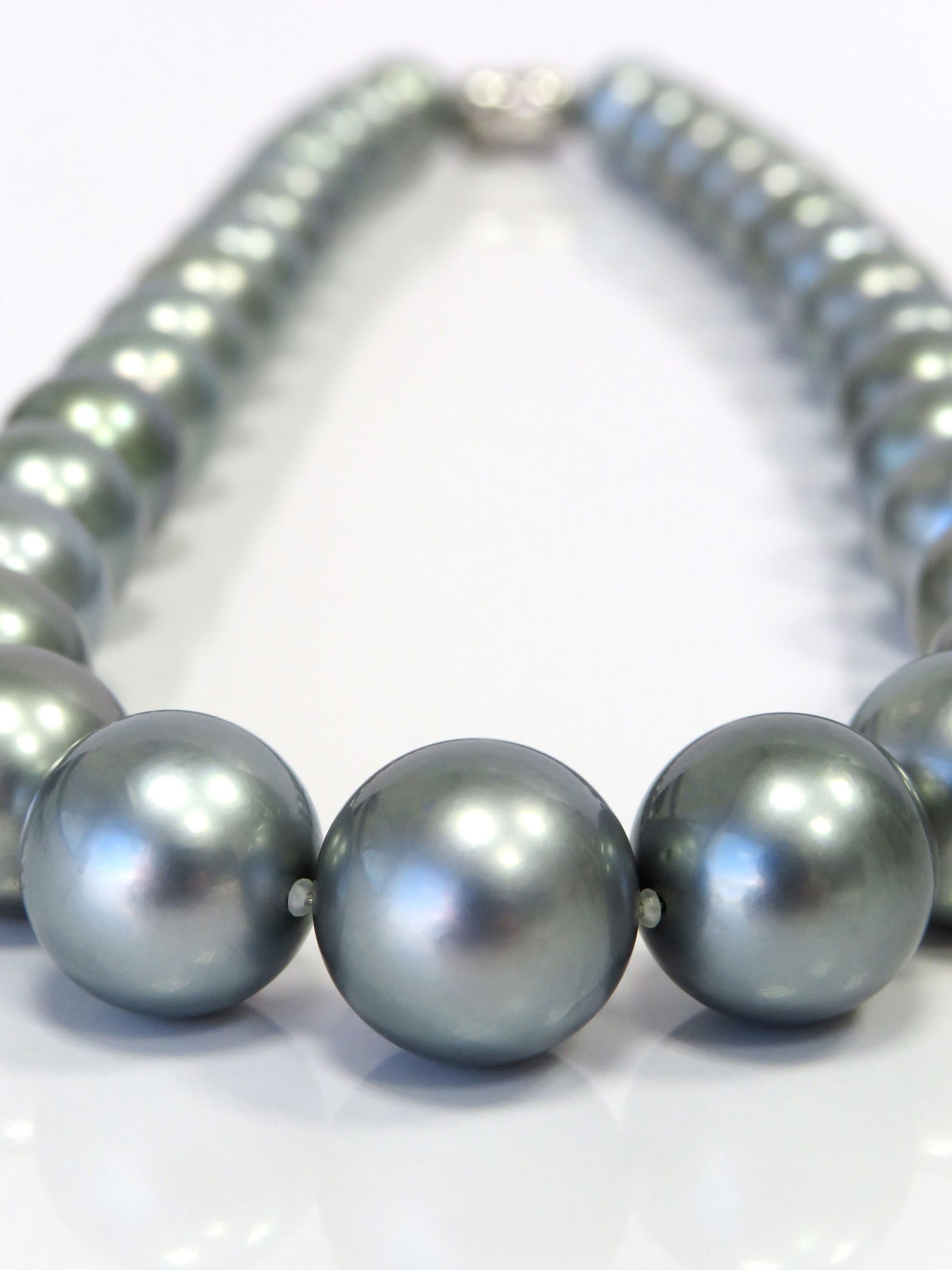 12-15mm Round Blue-Gray Tahitian Pearl Necklace - 3