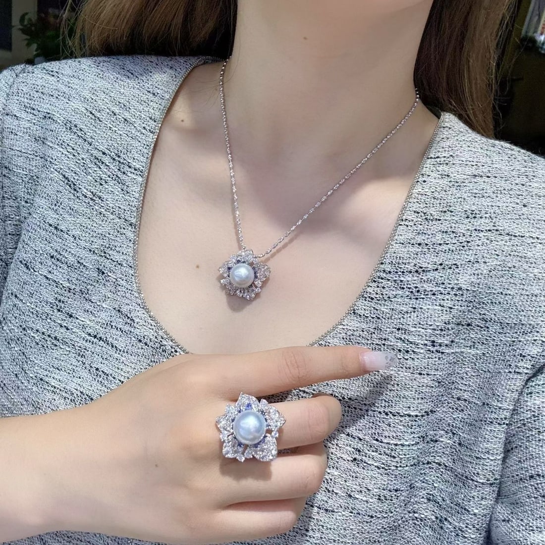 Sterling Silver Pearl Ring 12-13mm - 5