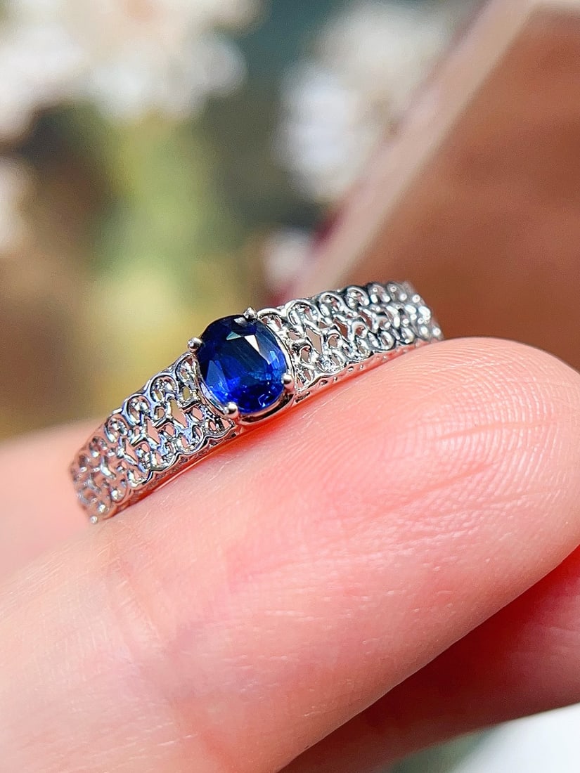 18K Gold Natural Sapphire Ring - 4