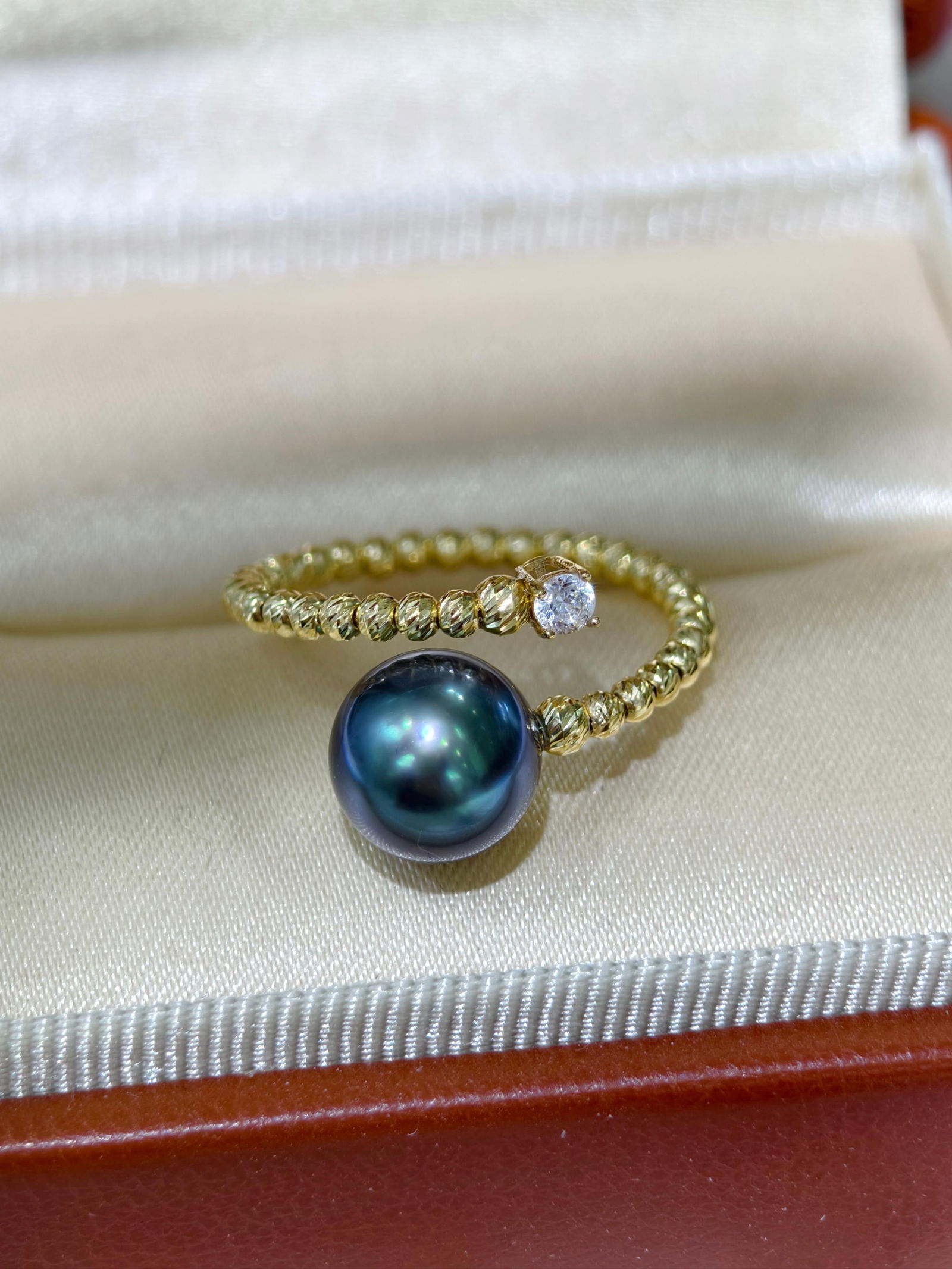 18K Gold Tahitian Natural Pearl Ring - 2