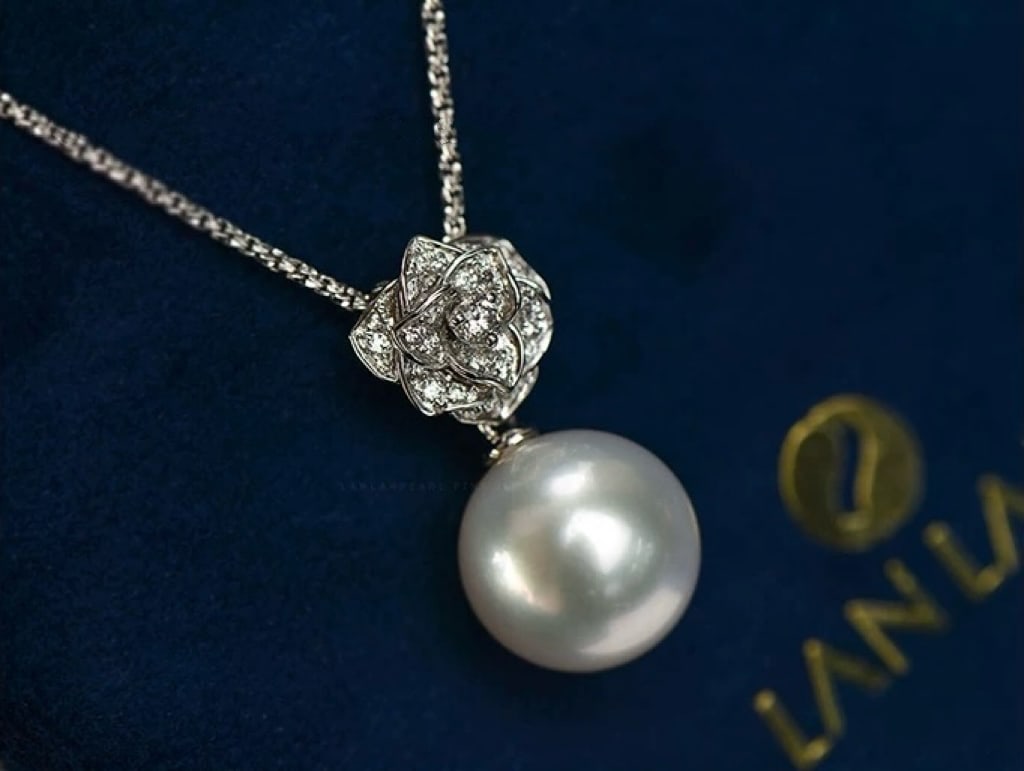 Platinum Pt900 Pearl Pendant - 3