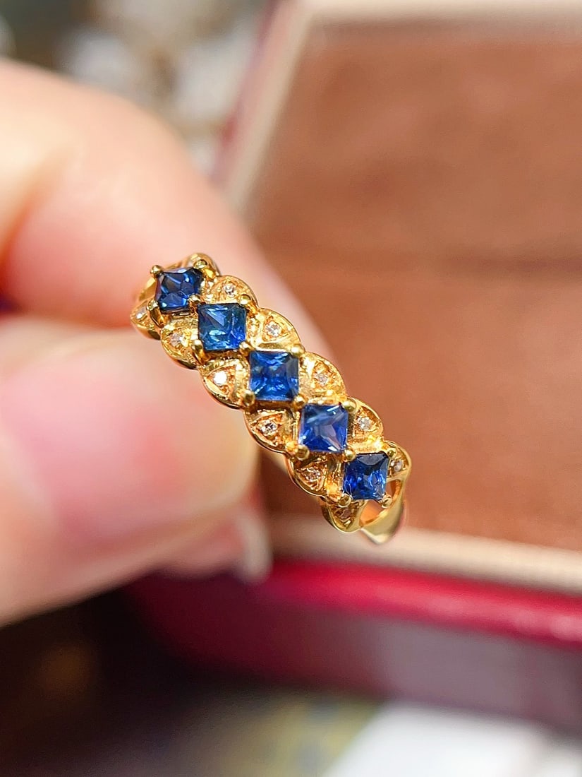 18K gold natural sapphire ring - 3