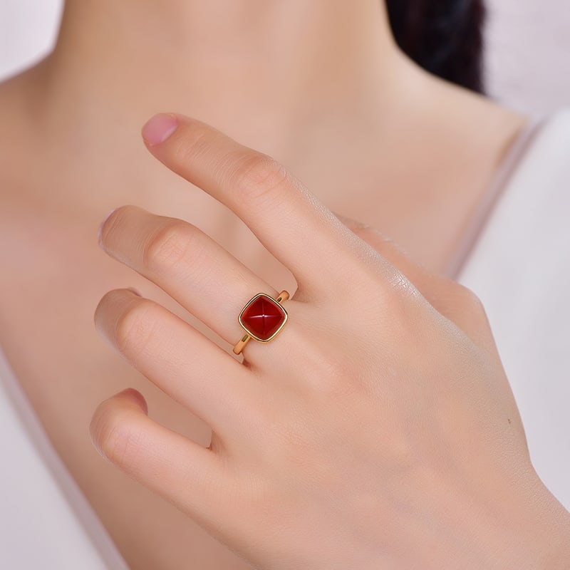 Sterling silver garnet sugar tower ring - 5