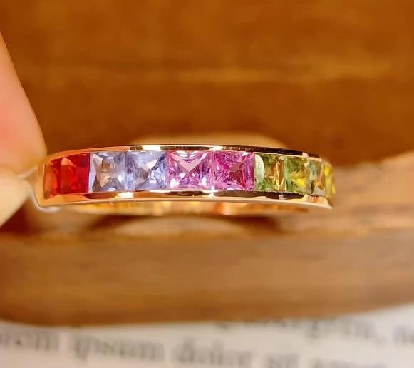 18k Natural Blue Sapphire Ring - 7