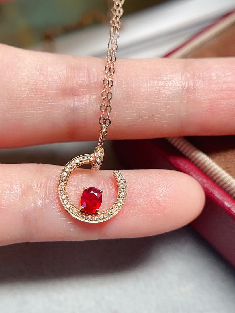 18K Gold Ruby Necklace - 3