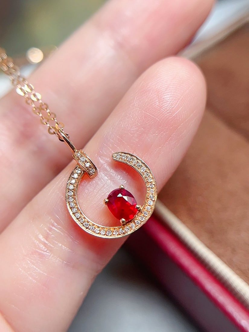 18K Gold Ruby Necklace - 4