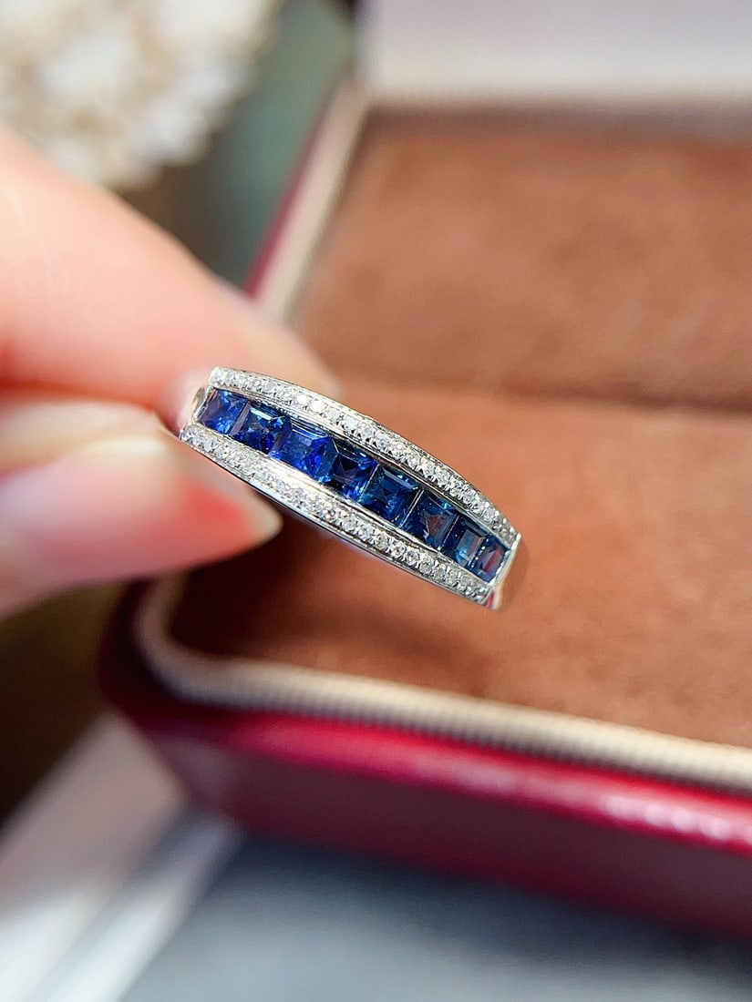 18K gold natural sapphire ring - 2