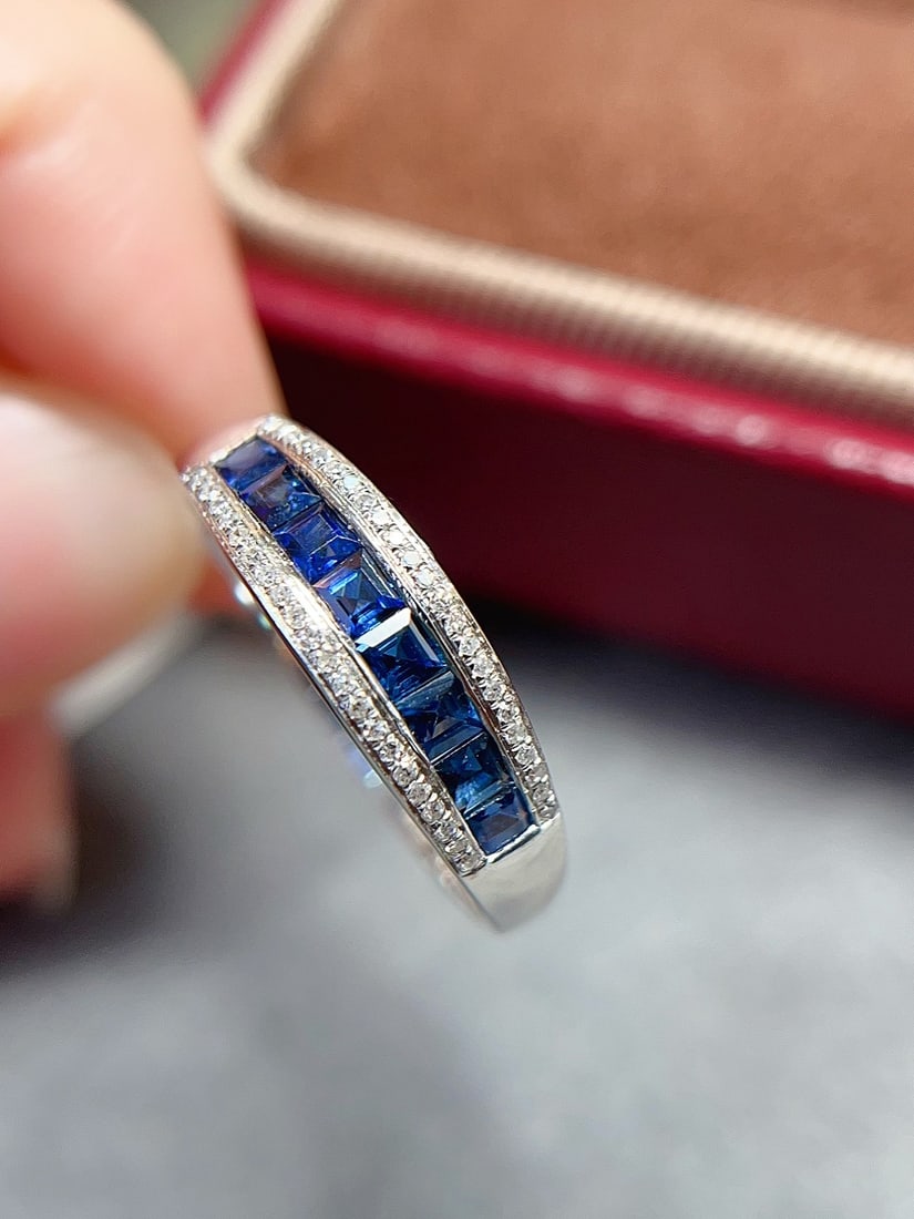 18K gold natural sapphire ring - 4