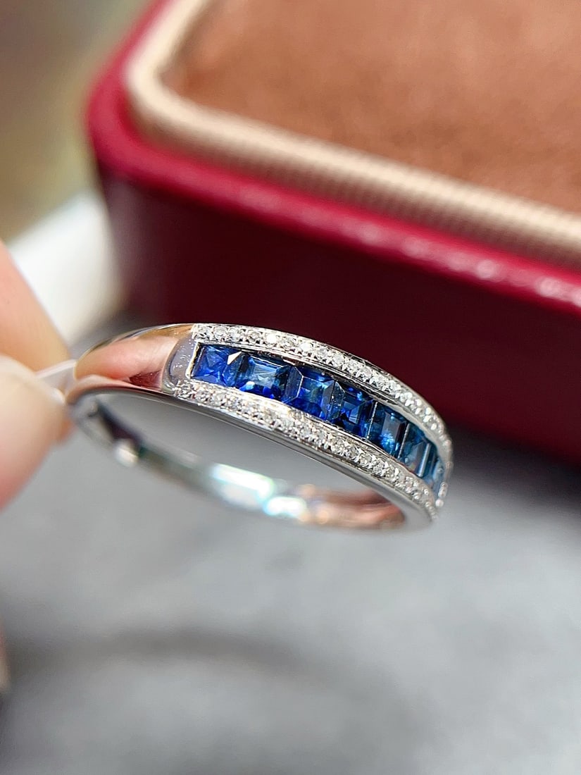 18K gold natural sapphire ring - 5