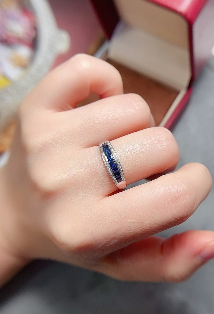 18K gold natural sapphire ring - 6