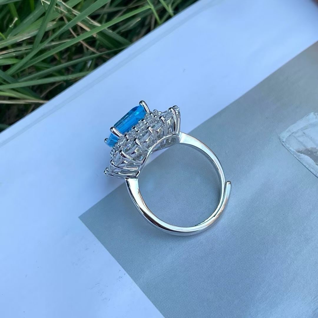 S925 Silver Natural Topaz Ring - 3