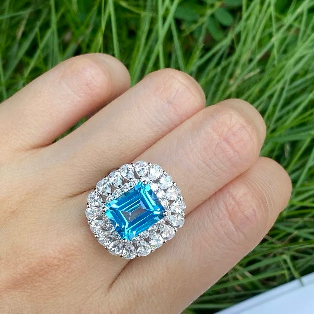 S925 Silver Natural Topaz Ring - 4