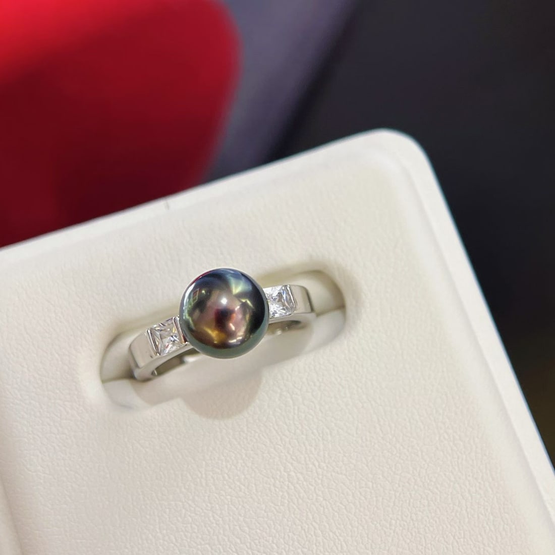 Sterling silver natural Tahitian pearl ring (1 of 6)
