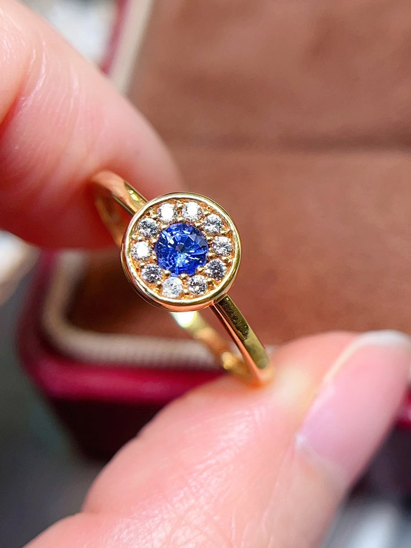 18K gold natural sapphire ring - 2