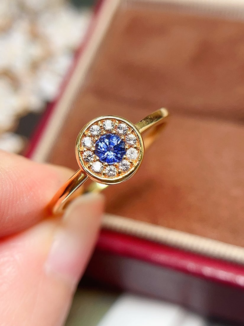 18K gold natural sapphire ring - 3