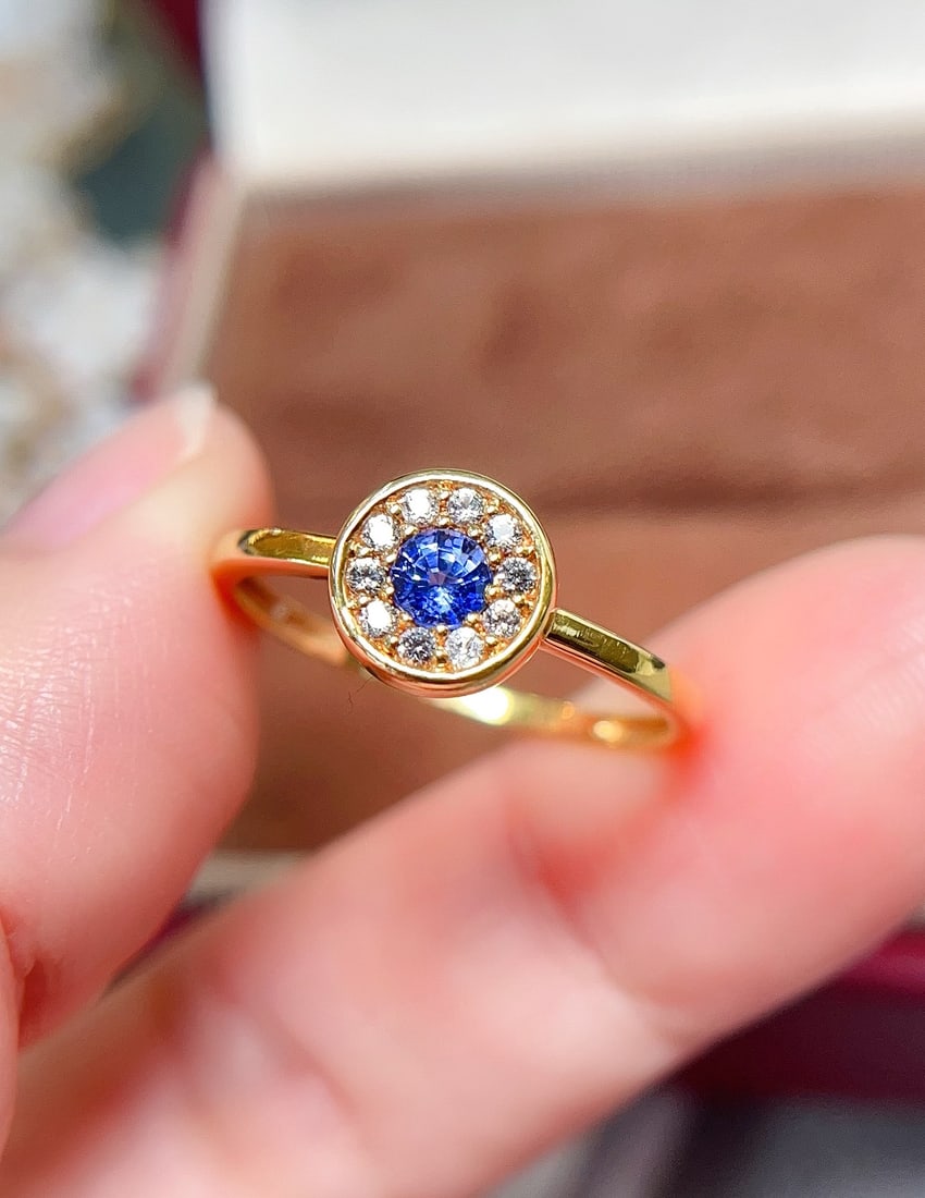 18K gold natural sapphire ring - 4