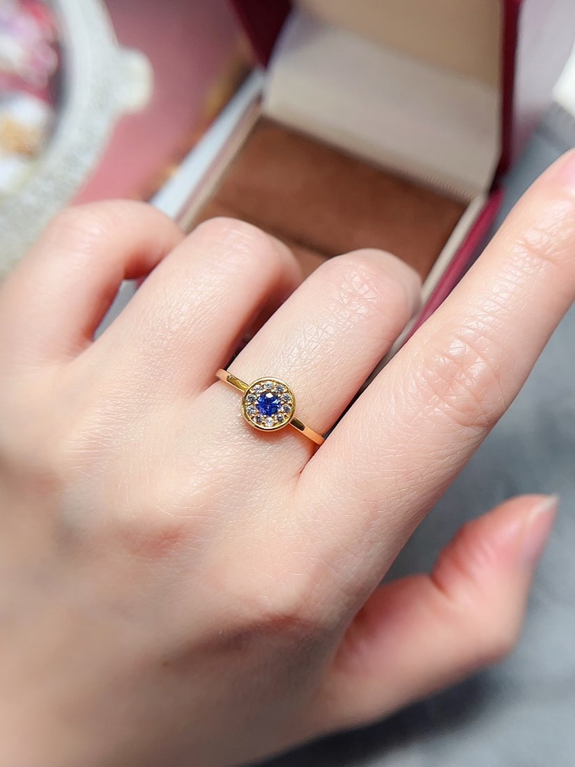 18K gold natural sapphire ring - 5