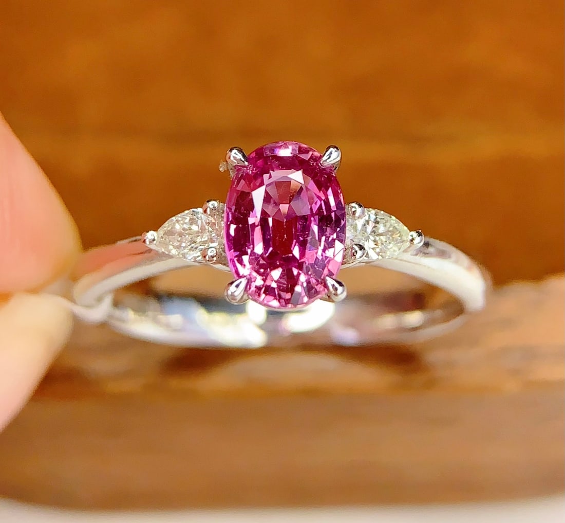 PT950 natural untreated sapphire ring - 2