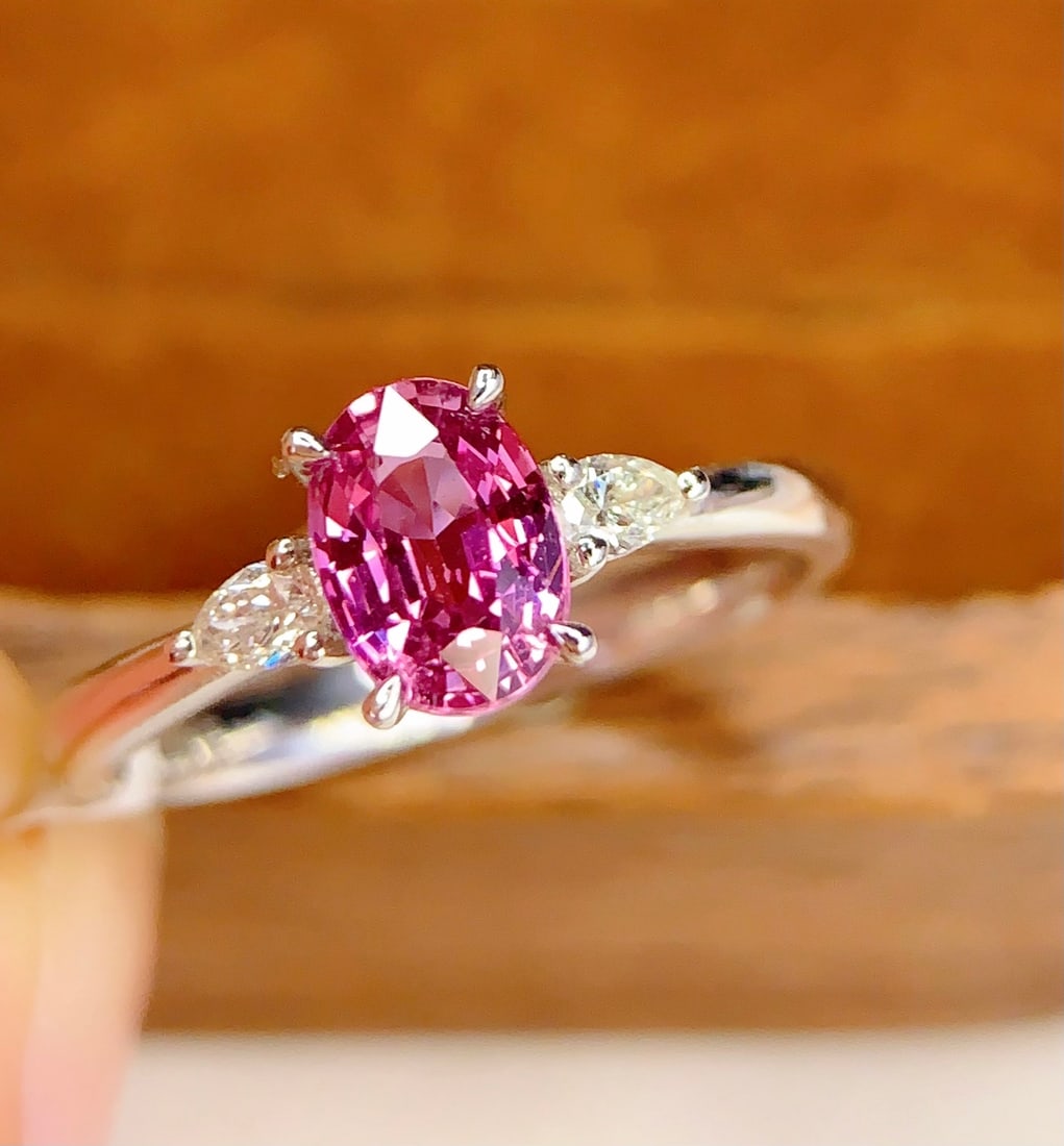 PT950 natural untreated sapphire ring - 3