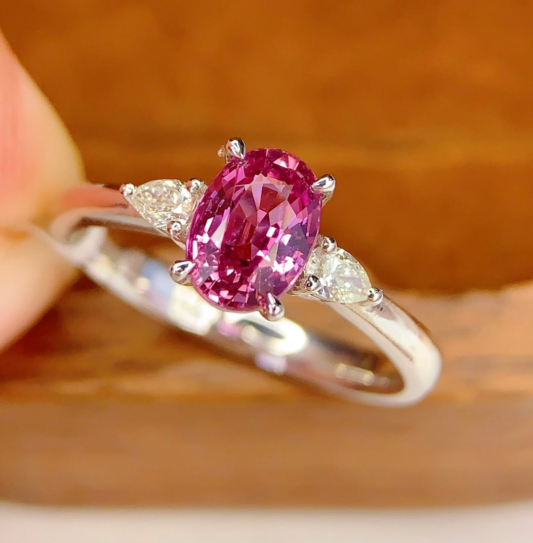 PT950 natural untreated sapphire ring - 5