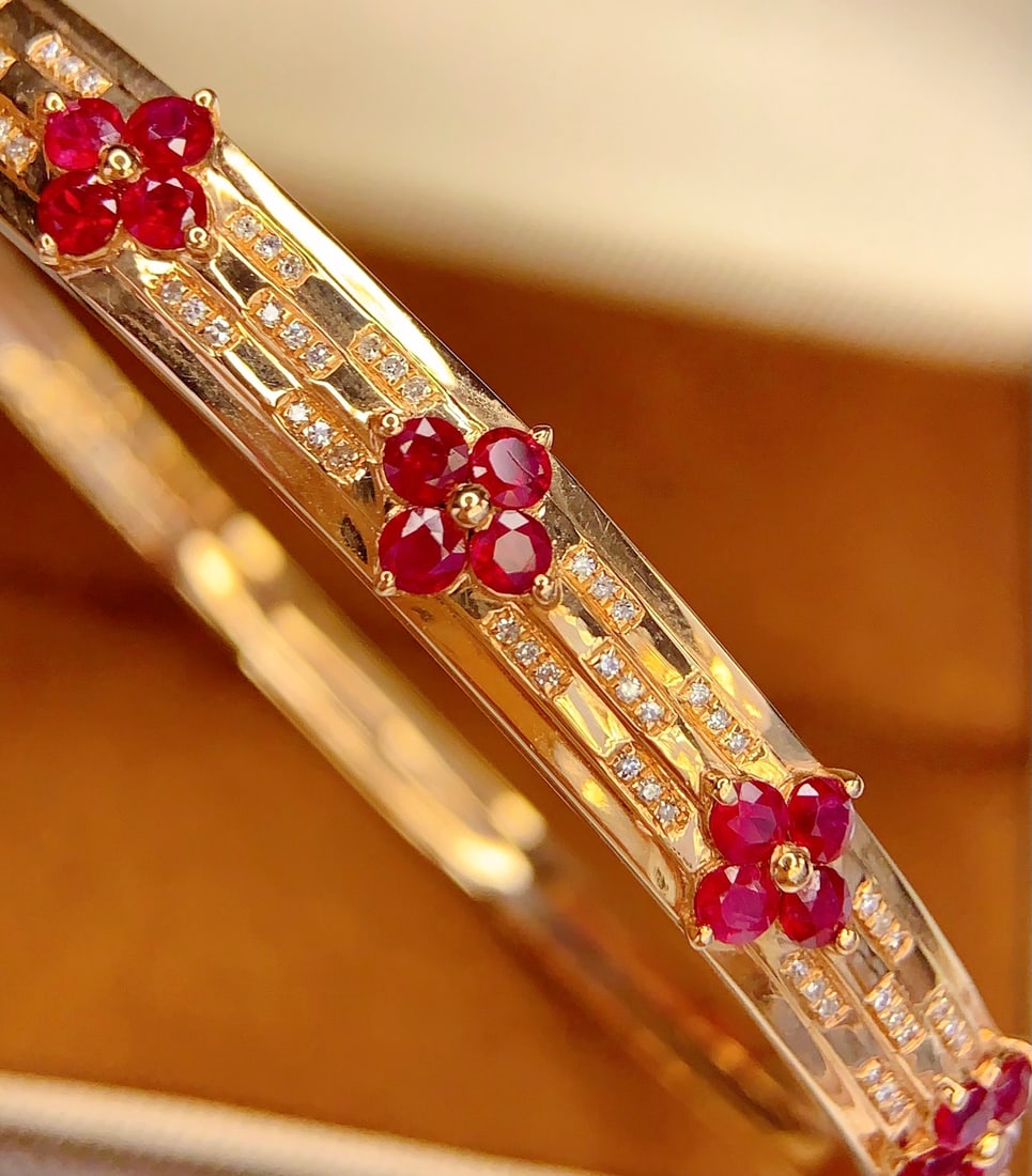 18k Natural Ruby Bracelet - 7