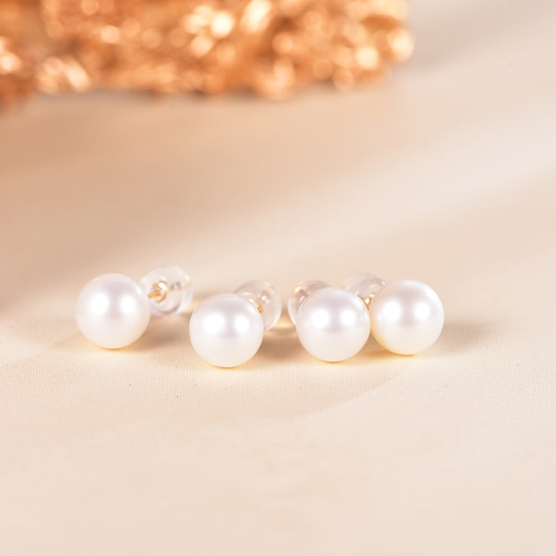 18K Freshwater Pearl Bubble Pearl Earrings - 5