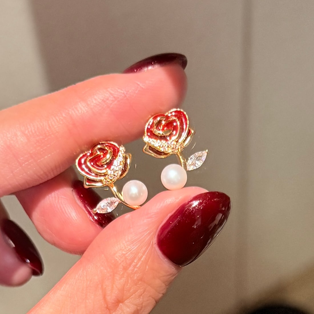 14k gold drip glaze technique, 4-5mm natural high-quality freshwater pearl earrings - 2