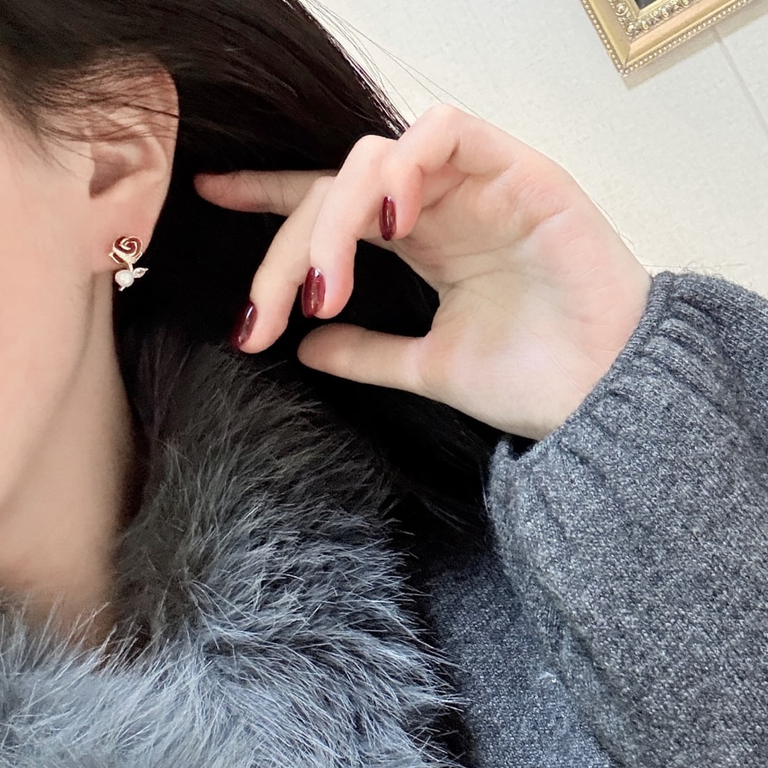 14k gold drip glaze technique, 4-5mm natural high-quality freshwater pearl earrings - 5