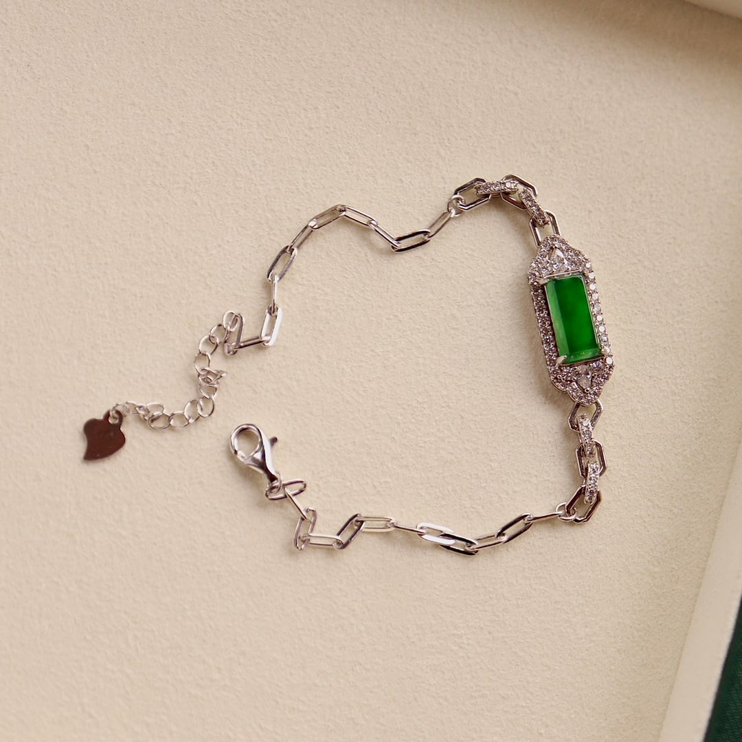 Natural jadeite bracelet, approximately 11mm. - 3