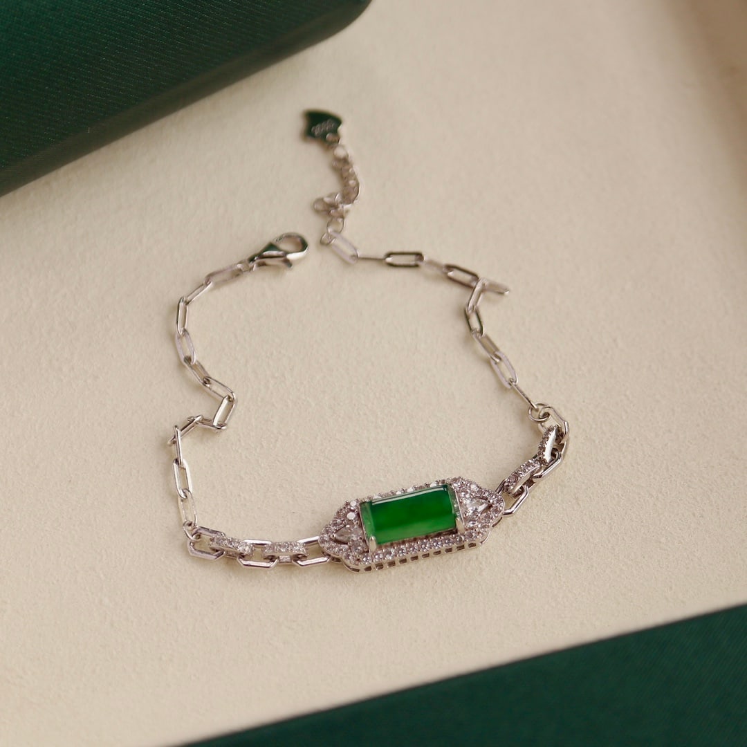 Natural jadeite bracelet, approximately 11mm. - 4