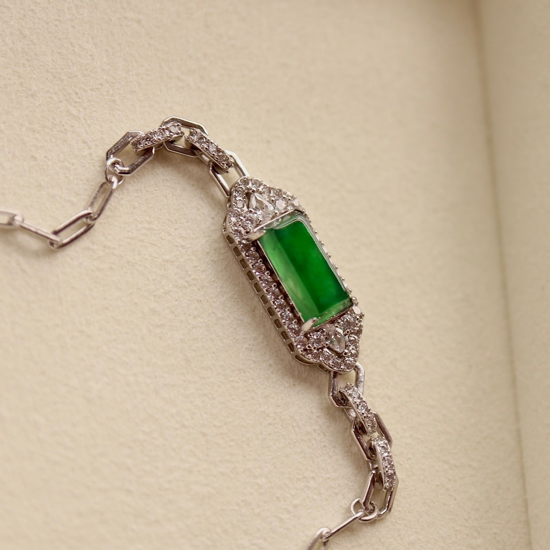 Natural jadeite bracelet, approximately 11mm. - 5