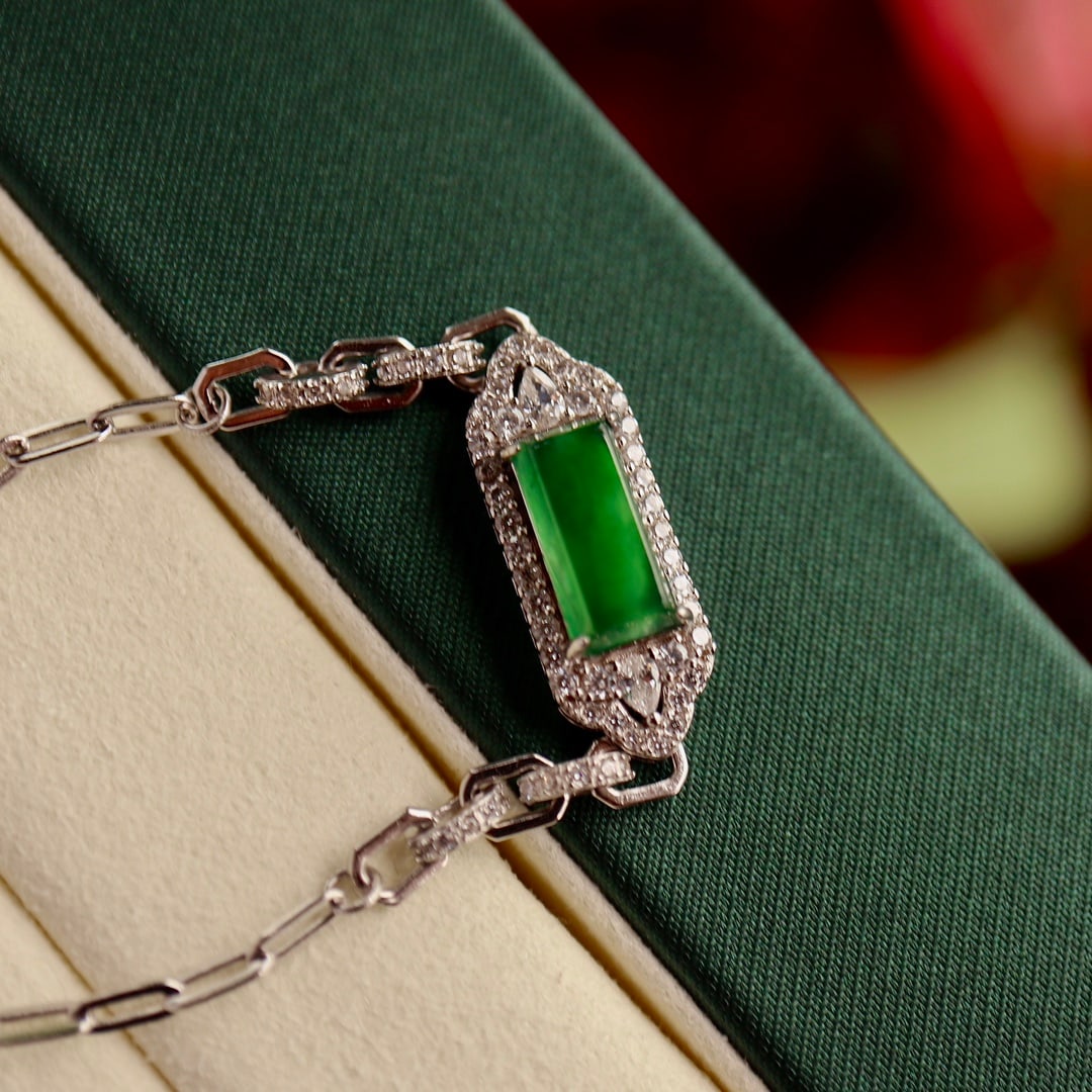 Natural jadeite bracelet, approximately 11mm. - 6