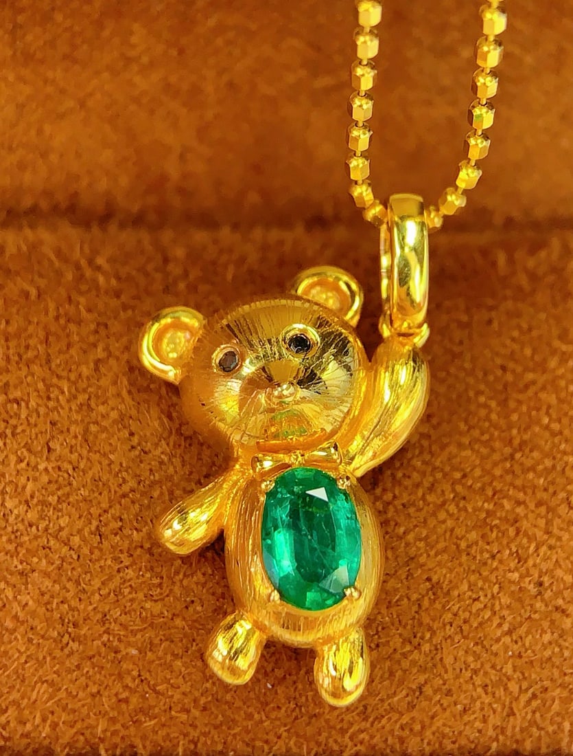 18K natural emerald pendant - 2