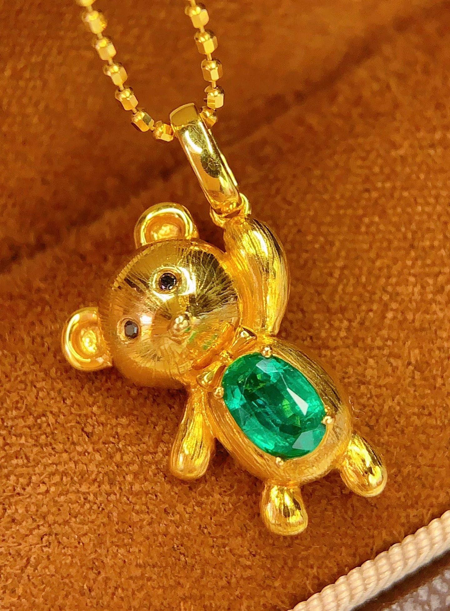 18K natural emerald pendant - 3