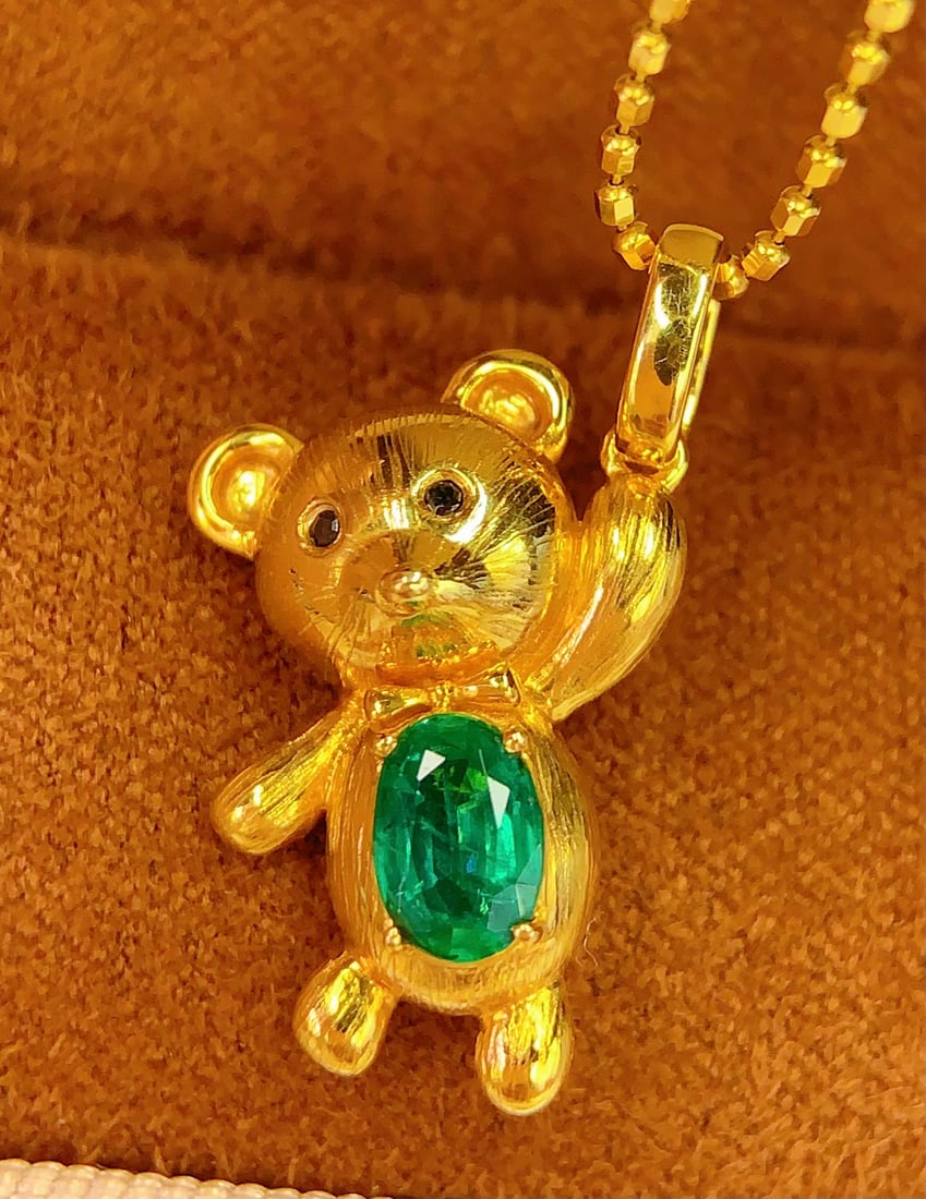 18K natural emerald pendant - 6