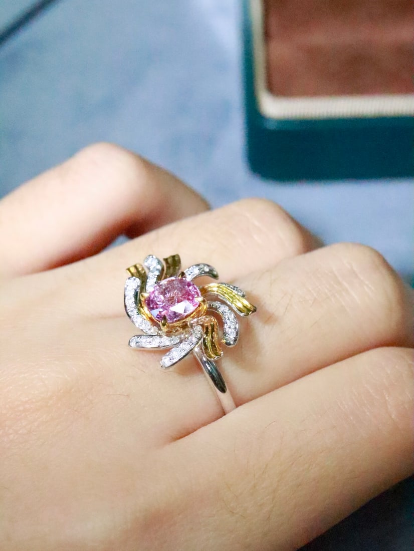 18K gold natural Paraiba tourmaline ring - 5