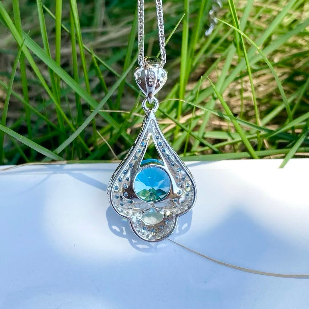925 silver natural topaz pendant - 3