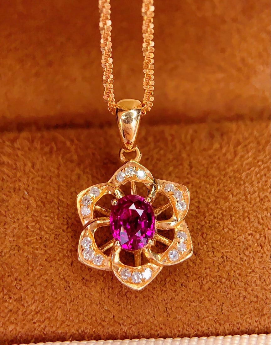 18k Natural Untreated Ruby Pendant - 4