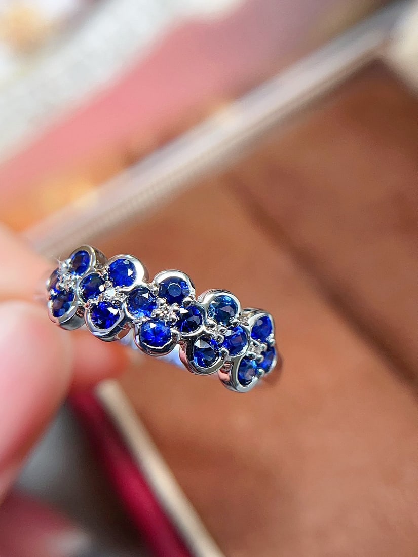 18K gold natural sapphire ring - 2