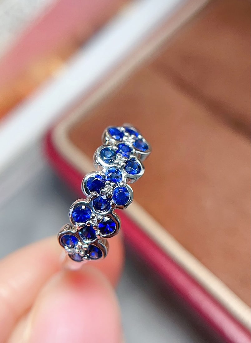 18K gold natural sapphire ring - 3