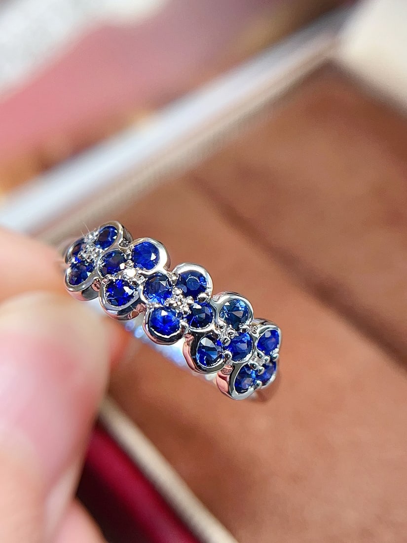 18K gold natural sapphire ring - 4