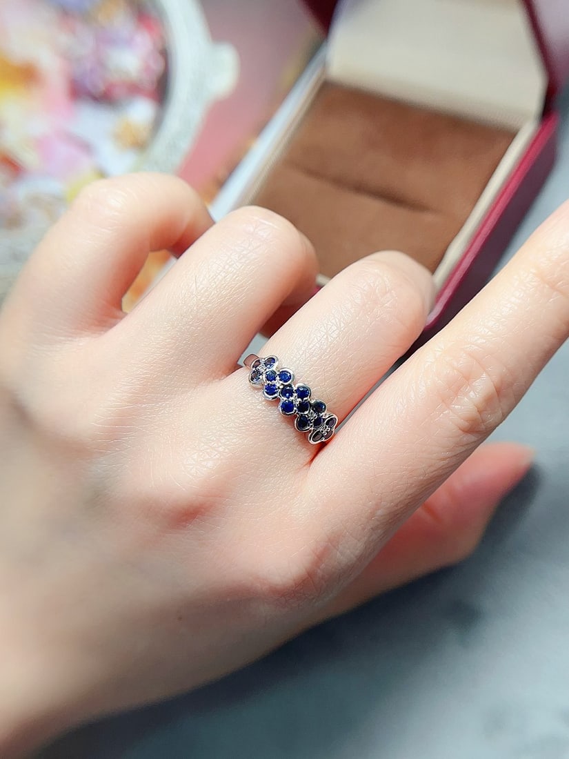 18K gold natural sapphire ring - 5