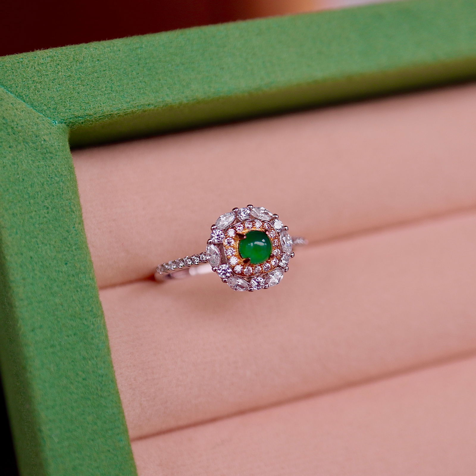 Silver-inlaid natural jade ring - 4