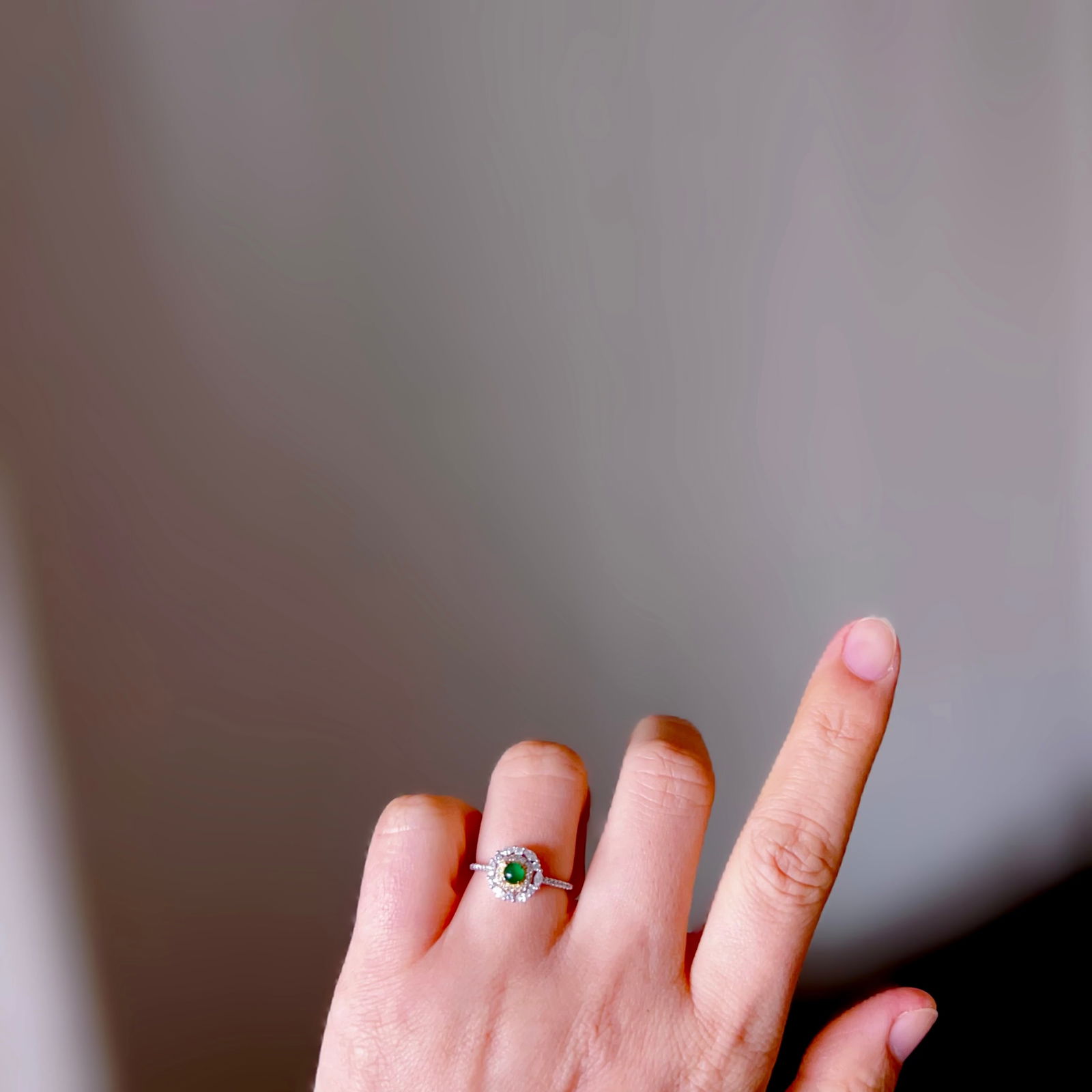 Silver-inlaid natural jade ring - 7